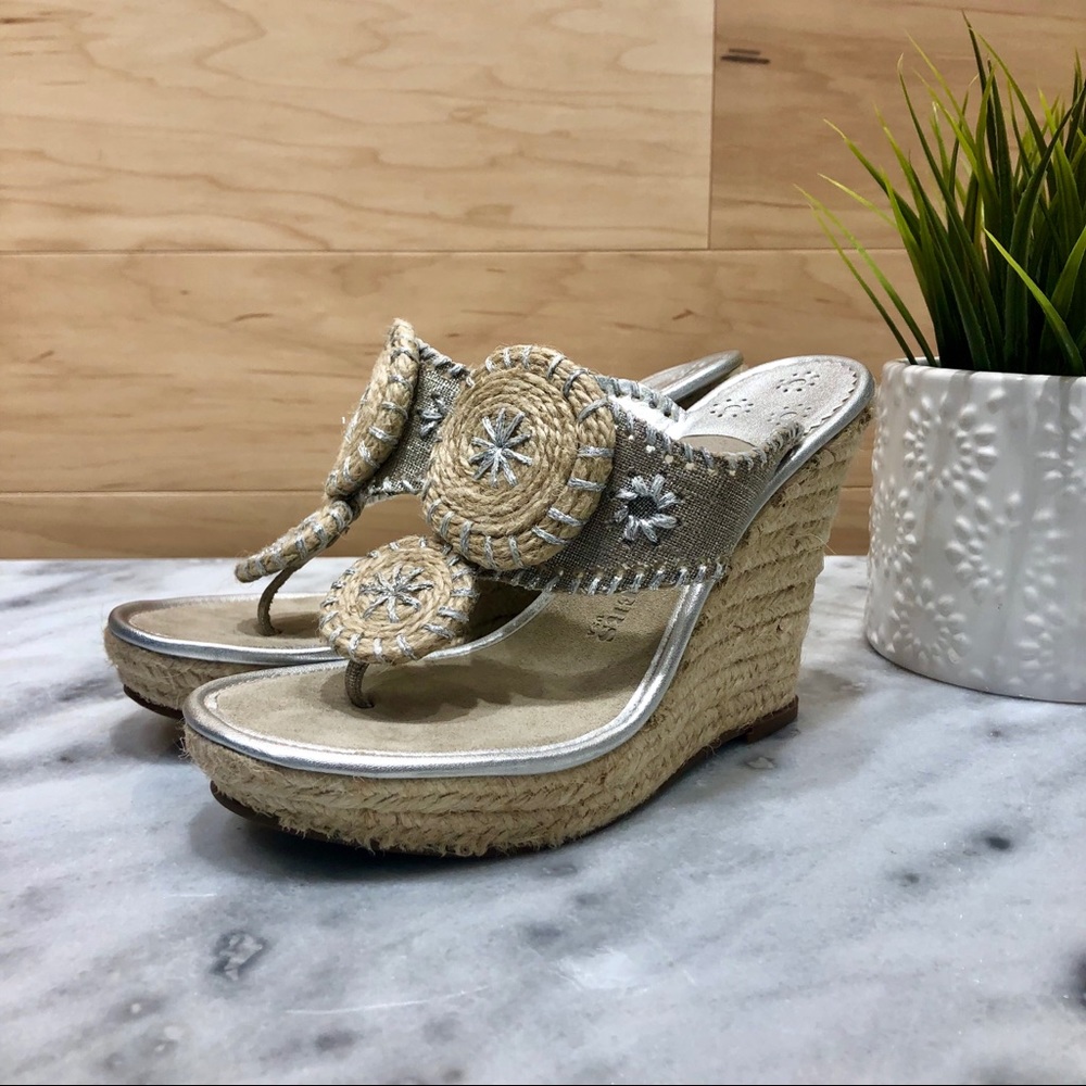 Jack Rogers Mallorca Espadrille Wedge in Silver 6M
